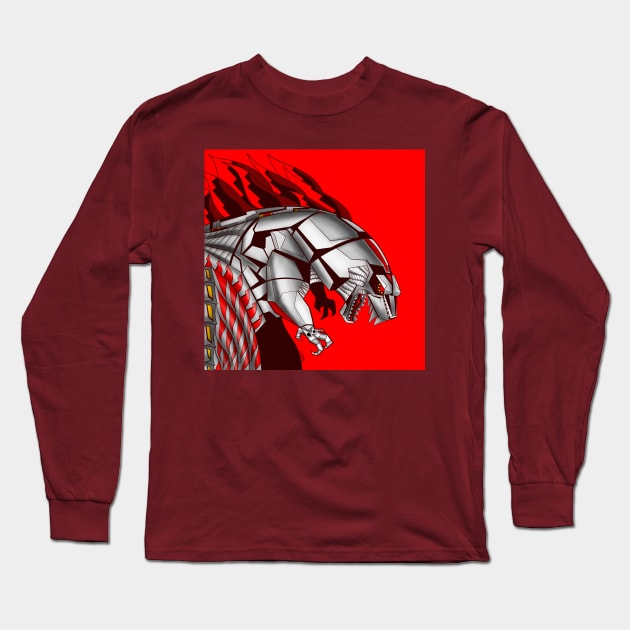 the onslaught of mechagodzilla techno kaiju burn Long Sleeve T-Shirt by jorge_lebeau